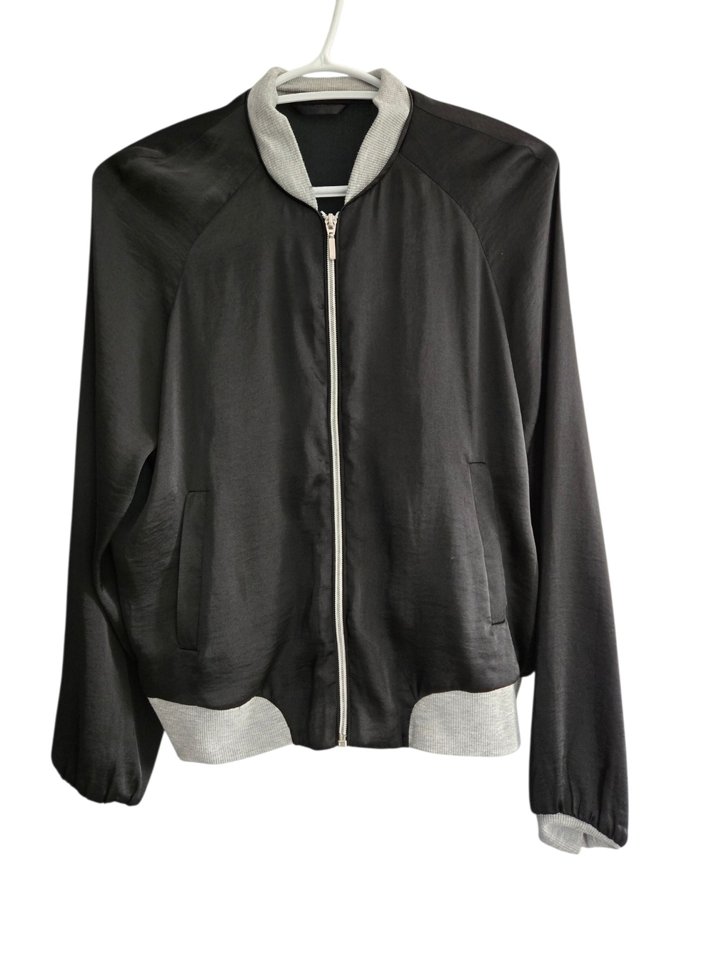 Classic Black Bomber Jacket with Contrast Trim